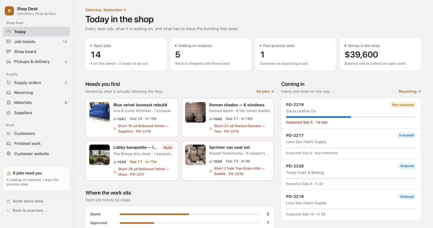 Shop Desk — Upholstery Shop by Raul — interface